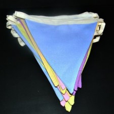 12 meter Pastel bunting for hire from Quirky Parties