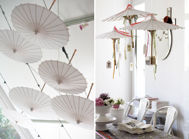White wedding parasols