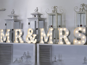 Mr & Mrs light up letters