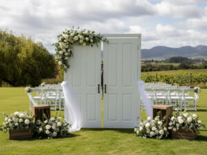Double-doors-in-wooden-frame